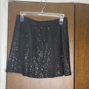 Black Sequin Skater Skirt